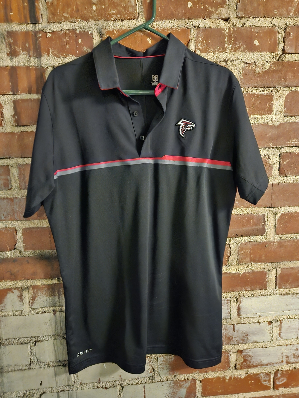 NFL Men's Atlanta Falcons Nike Black Polo with Red Trim
